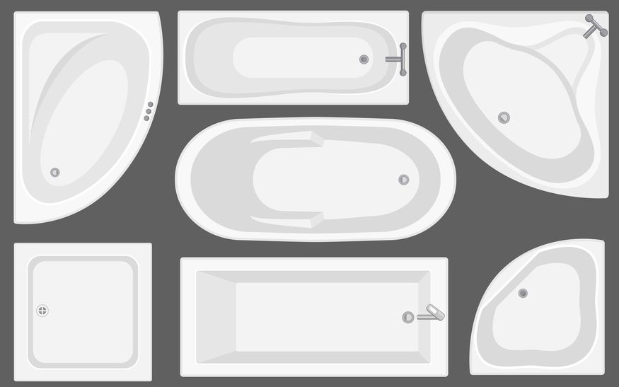 különböző alakú fürdőkádak